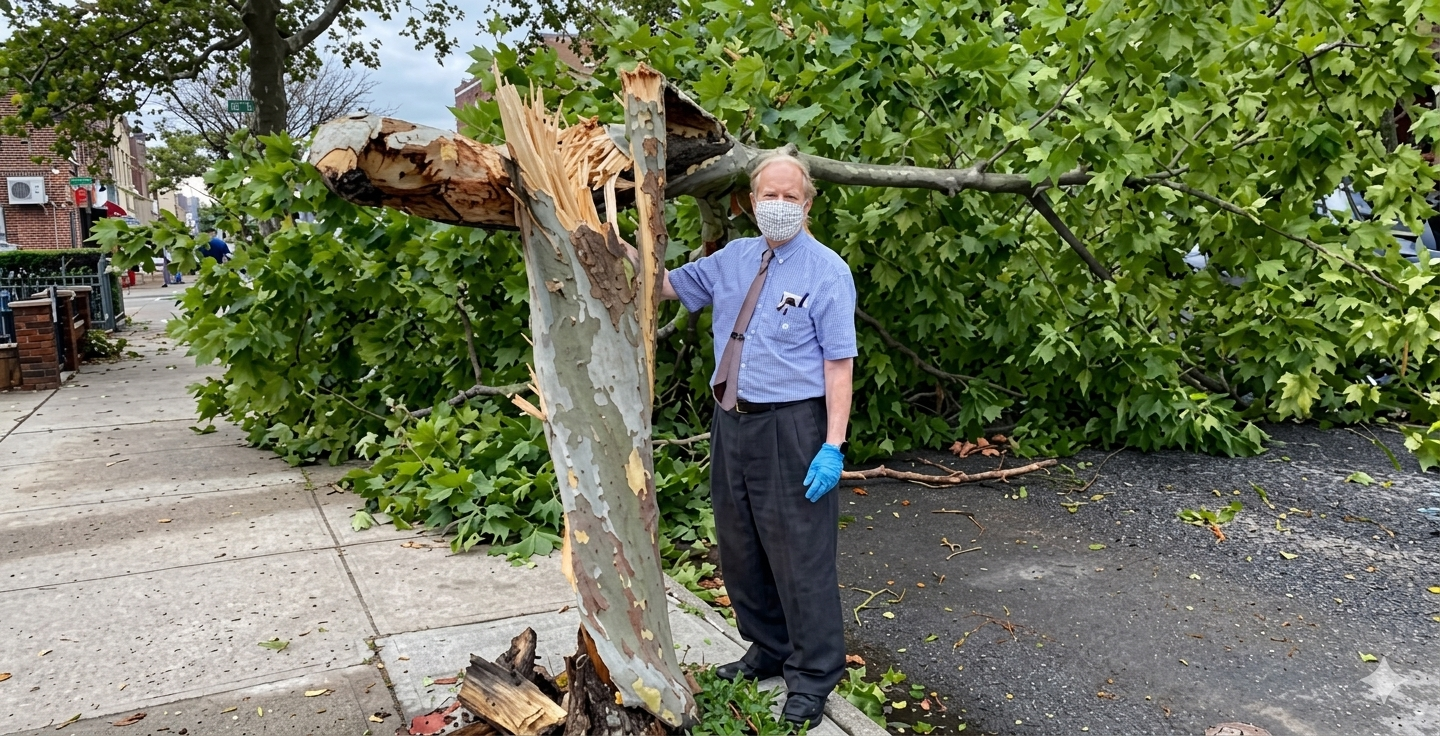 Leaning Dangerous Tree Near a Home in NYC